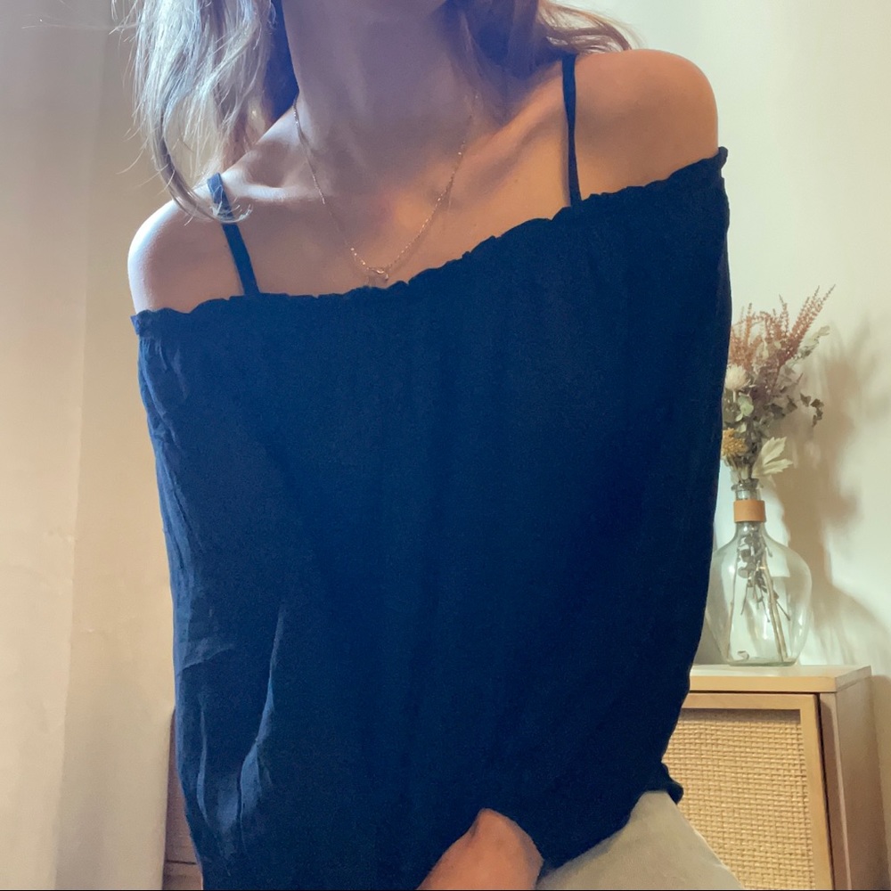 anthropologie off the shoulder black blouse - Bailey 44 TAVEN